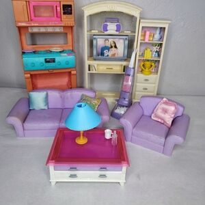 Purple Dollhouse Furniture Set with Accessories